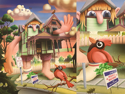 Houses of Iowa CIty 01 animals character city house illustration iowa landscape nature