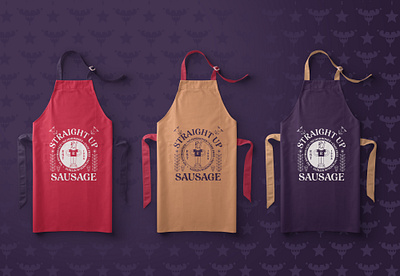 Rosamunde Straight Up Sausage Badge Visualisation apparel apron badge branding food merch rebranding restaurant rosamunde sausage grill