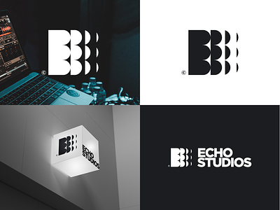 Echo Studios black brand branding designer echo icon logo logo design logo designer logomark mark minimal studio white