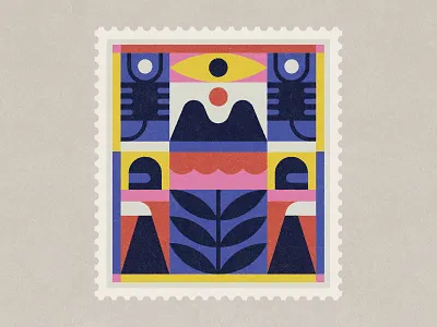 Journey to the Distant Mountains adobe eye flat design geometric graphic hills illustration illustrator mountains muti nature pattern pattern design pink post stamp simple deign stamp design vector yellow