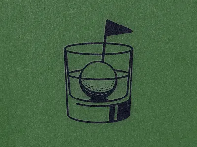 Talk about a hole in one bourbon drinks flag glass golf illustration vintage