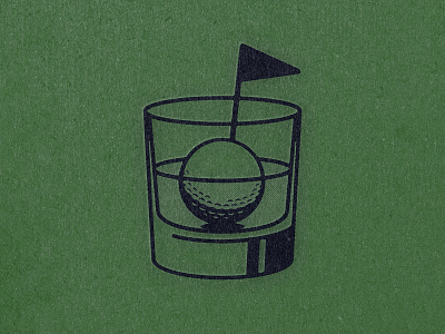 Talk about a hole in one bourbon drinks flag glass golf illustration vintage