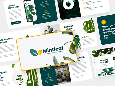 Minimal Presentation Template business design illustration leaf minimal portfolio powerpoint presentation professional