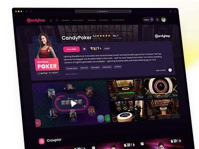 Candyloop: Live game profile betting candyloop casino casino interface complex interface croupier gambling interface live live game online casino poker poker live profile social interface table game ui ux