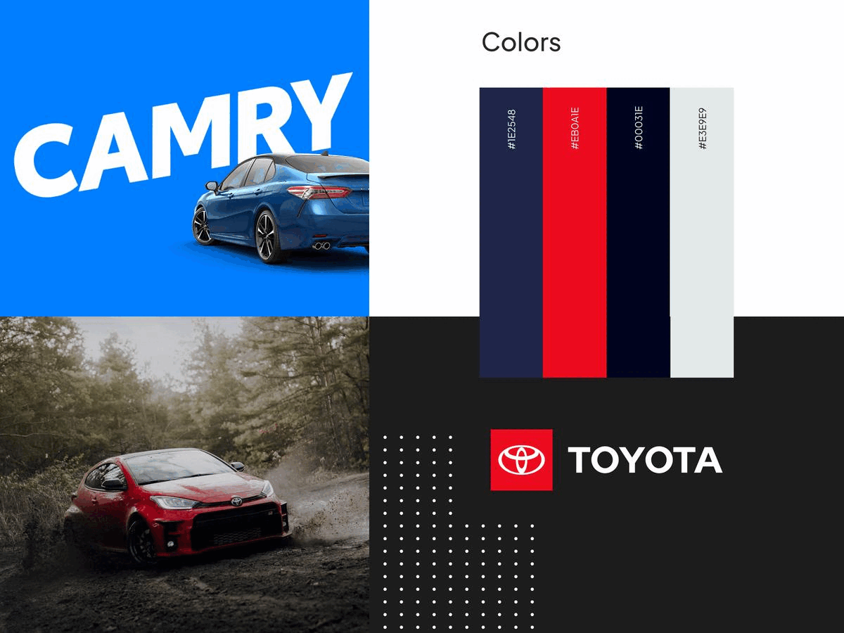 Toyota - Brand Identity accessibility brand idenitity branding car colors design footer hero image landing page navbar product section toyota ui ux vehicle website