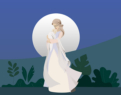 Nature, Nurture, and the Lullaby! art creative design graphic graphic design illustration moon mother child vectr