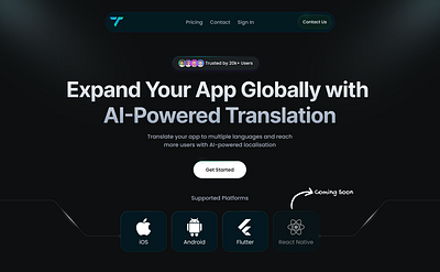 AI Powered Translation Website art direction concept dark mode design figma hero section landing page mockup product design redesign typography ui user experience user interface ux ux design visual visual design web web design