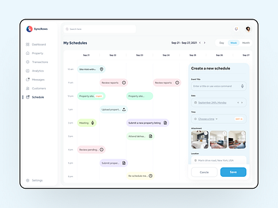 Agent Dashboard - Schedule page ui admin panel calendar calendar ui clean ui dashboard dashboard design event page meeting meeting app minimal design real estate real estate agent real estate life realestateagent schedule event uiux user experience ux ux design web