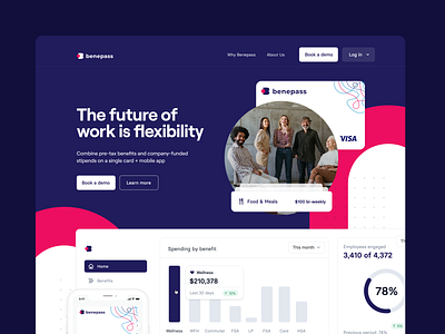 Benepass - Future of work is flexibility app design benefits dashboard ios mobile app perks rewards