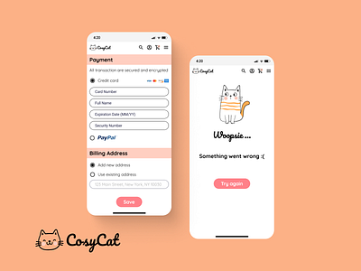 Payment method and error pages #DailyUI app dailyui design illustration logo typography ui vector