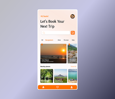 Travelling Home screen ui app black booking design graphic design illustration illustrator orange screen travel trip ux