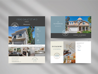 Realtor Collateral - Listing Flyer / In Escrow Postcard branding flyers graphic design marketing collateral postcards