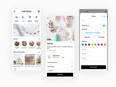 NAYRAM - Handmade goods marketplace algeria android app design icon ios marketplace minimal mobile modern ui ux