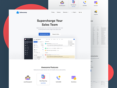 Salescamp Landing page crm landing page ui ux webflow