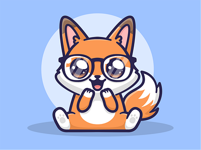 Nerd Fox Cute Illustration animal cartoon cute fox genius illustration kawaii nerd orange smart wild