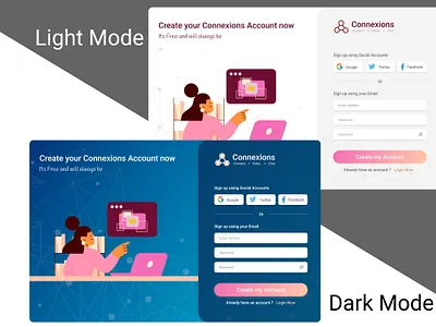 SignUp Page UI (Dark & Light) account creation dailyui lightdark signup ui