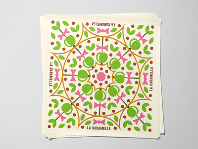 La Caramella Pattern apple bow branding cafe caramel chocolate food fruits logo nuts pattern sweets wrappingpaper