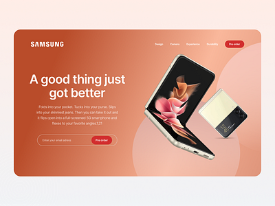 Galaxy Z Flip3 5G app design graphic design homepage interface landing ui