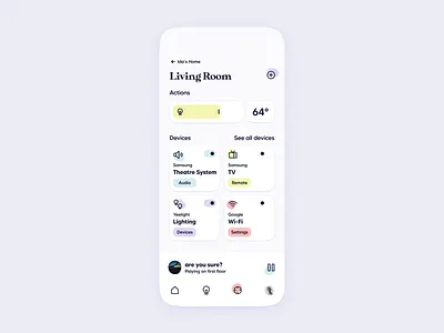 Smart Home App UI | Room appliance automation clean concept control design device home homekit house intelligent interface iot mimimal modern remote smart switch thermostat ui