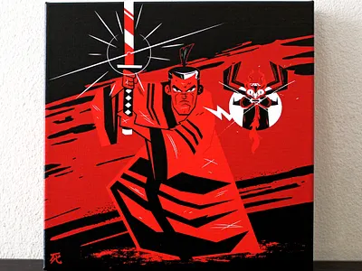 Samurai Black + Red (Hero Complex Gallery) adult swim cartoon cartoon network character design classic cartoon design drawing graphic design illustration japanese kanji samurai samurai jack vector