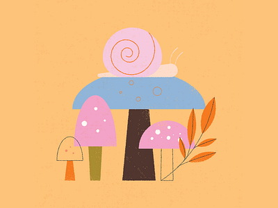 vectober // 05 // mushroom floral illustration leaf leaves mushroom nature outdoors outside plants retro snail