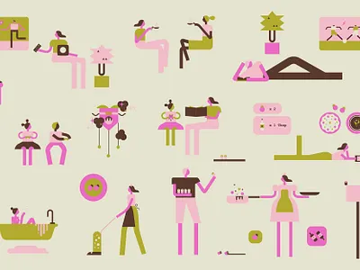 Characters at home character design home illustration