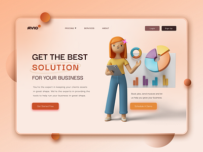 Business Solutions Landing Page Header Design business solution business solution provider business web page design header design hero section landing page landing page header minimal ui website design