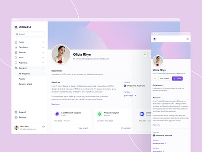 Freelancer portfolio — Untitled UI dashboard design system dribbble figma freelance hiring platform linkedin minimal minimalism portfolio profile sidebar simple ui kit webflow