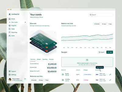 Personal finance/banking dashboard — Untitled UI bank banking budgeting cards charts credit card dashboard design system figma finance graphs green minimal minimalism personal finance sidebar simple ui kit web app webflow