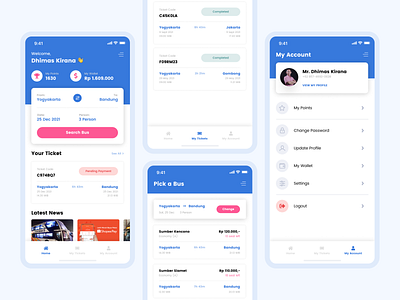 Ngebus Online Booking Application app booking bus app design mobile ticket transportation ui
