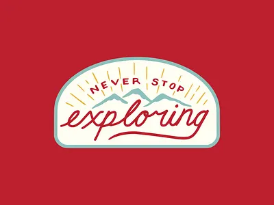 Youthful Adventure adventure badge bonfire camping canoe design illustration kids outdoors path pattern trail trees typography