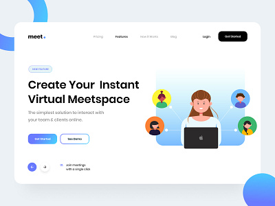 Virtual Meetspace Website branding design illustration typography ui ux vector web design website workspace