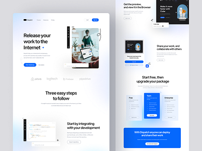 Dispatch · Web Hosting Landing Page app blue clean cloud design desktop header homepage hosting internet landing page minimalist server ui vps web web design web hosting website