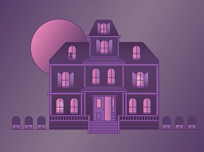 Haunted House design ghosts grave halloween haunted haunted house home horror house illustration illustrator mansion moon occult october pink purple spooky spooky season vector