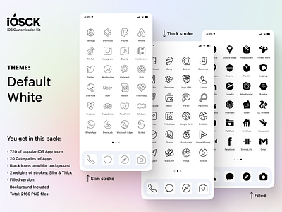 iOSCK 2.0: Default White Theme app icon black customize figma fill filled icon icons ios ios15 ios16 iphone kit mobile stroke ui ux white