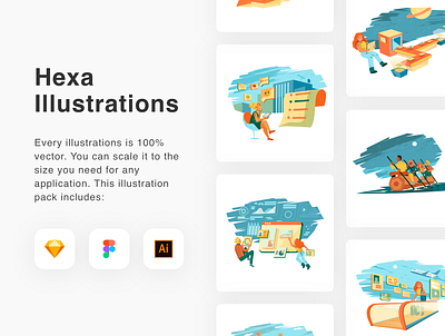 Hexa Illustrations by Pixel True character graphics illustration vector vector illustration