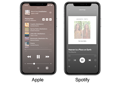 Had some fun designing the players of Apple and Spotify #DailyUI apple dailyui design figma musicplayer player spotify ui uidesign