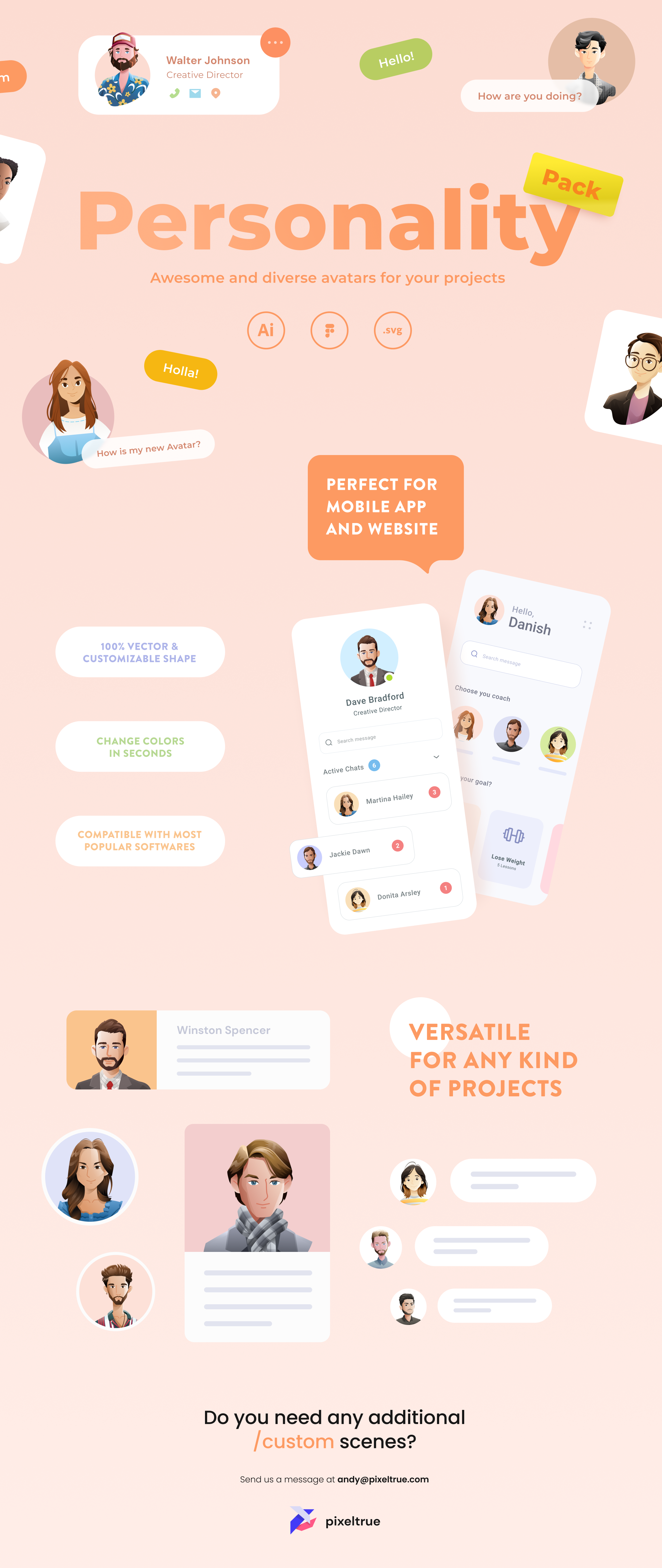 Personality Avatars Illustration Pack character graphics illustration vector vector illustration