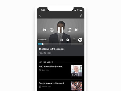 ABC News App video player animation app design live news player product product design ui ux video video player