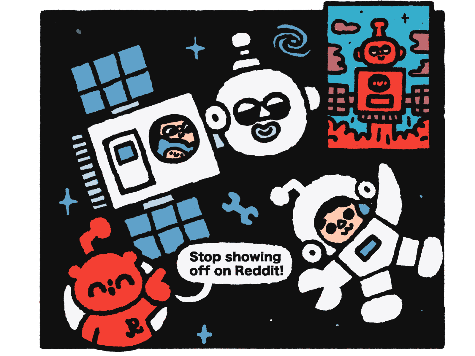 Open Space animation astronaut cartoon cosmonaut cute design doodle fun graphic design illustration japanese kawaii mks motion graphics reddit shuttle space space x stars