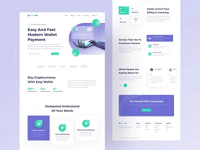Dompeted - Digital Payment Landing Page credit card crypto design digital banking digital payment landing page payment popular ui ui ux wallet web design
