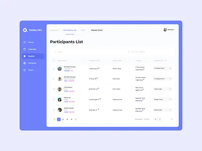 Event Management App app browser clean design events guests invitation list participants table ui ux web app