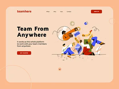 Team From Anywhere character design group home illustration illustrator inspiration landing page minimal people team ui ux vector web work