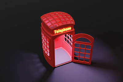 Telephone Booth 3d 3d art 3d design blender blendercycles call classic cute cycles illustration lighting neon phone phone booth render stylized telephone