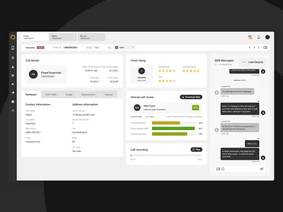 Call Details - Redesign aplication app bar chat desktop interface messages navigation panel player rating review saas sms software tabs tiles ui user ux