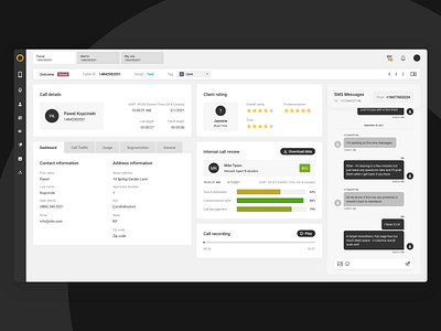 Call Details - Redesign aplication app bar chat desktop interface messages navigation panel player rating review saas sms software tabs tiles ui user ux