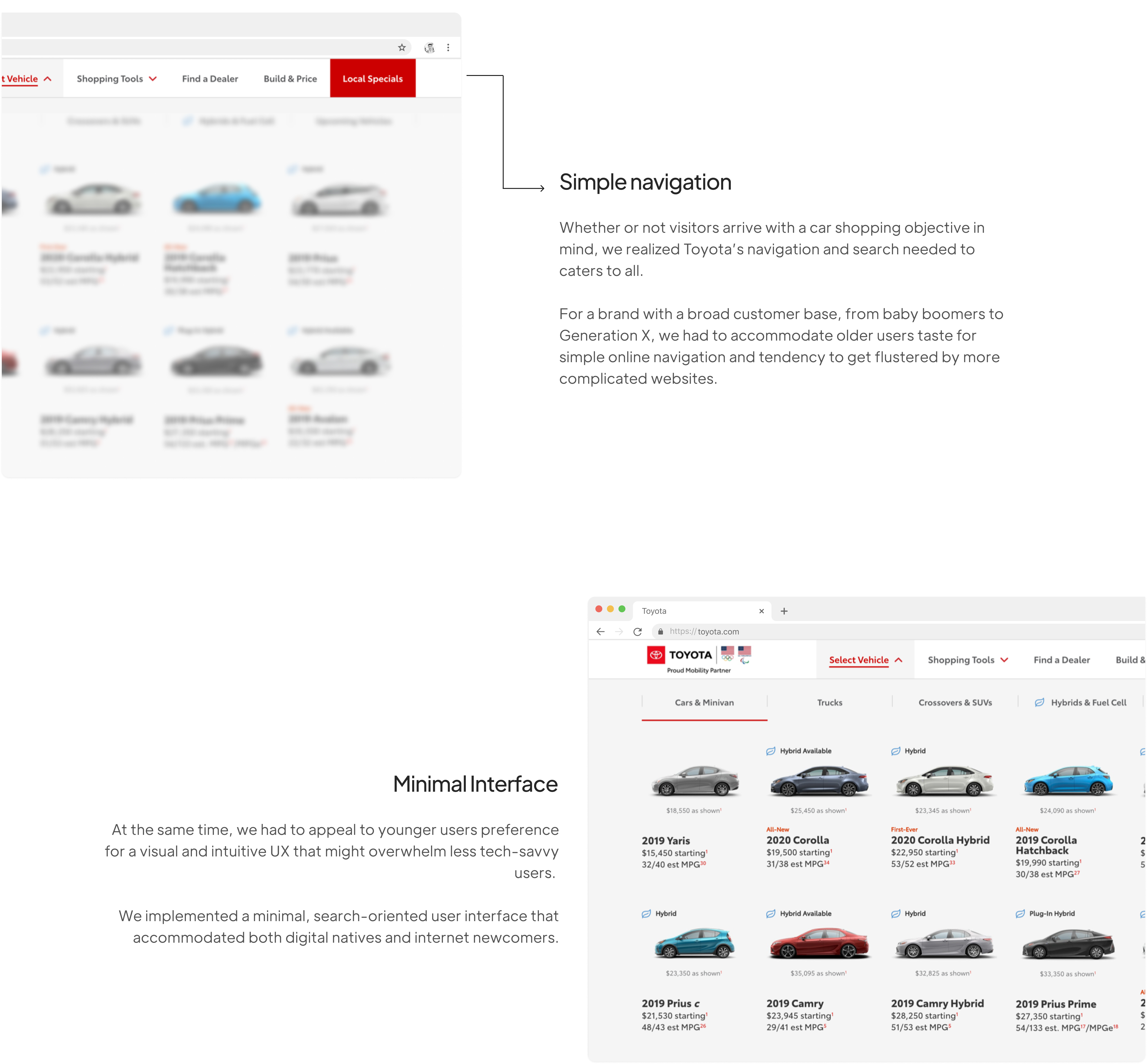 Toyota UX Optimization of Website by Rafay Syed for AlphaSquad Studio