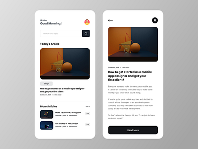 Blog App UI Design app design app ui design article page blog app blog feed blog post blog ui daily ui design feed ui home mobile ui ios minimal ui mobile mobile ui design news app trendy ui ui ui ux design ux design