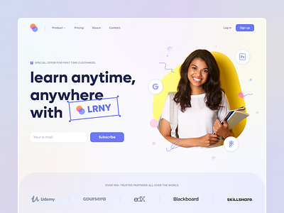 LRNY — Educational Platform course design e learning education homepage landing learn lecture minimal online class online education school teach training trend ui uiux ux web web ui