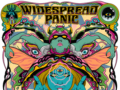 Widespread Panic art noveau bug butterfly gig graphic design insect magic music poster skull sorcery spell vintage